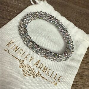 Kinsley Armelle Iridescent Crystal Hair Tie Scrunchie w/ Dust Bag